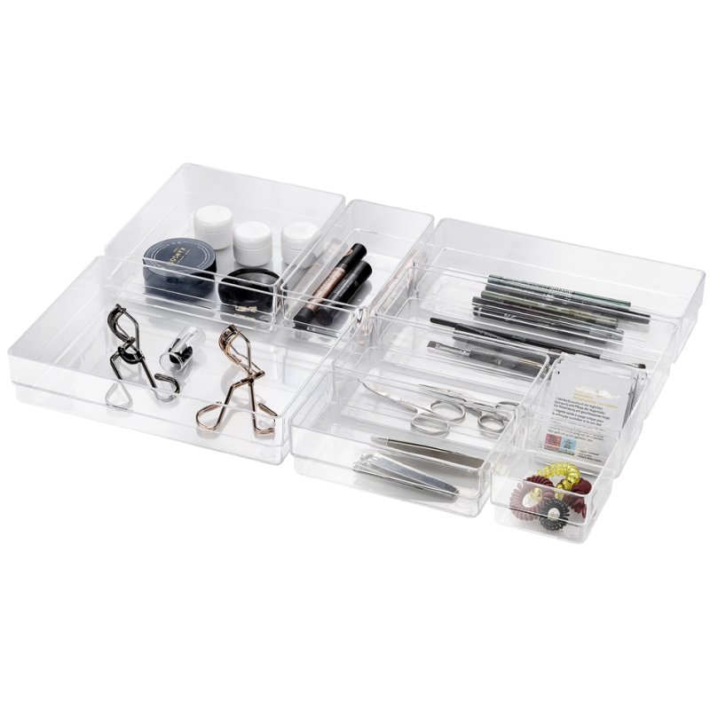 helit organisateur de tiroir set the organizer, transparent, 13 pièces, patins antidérapants