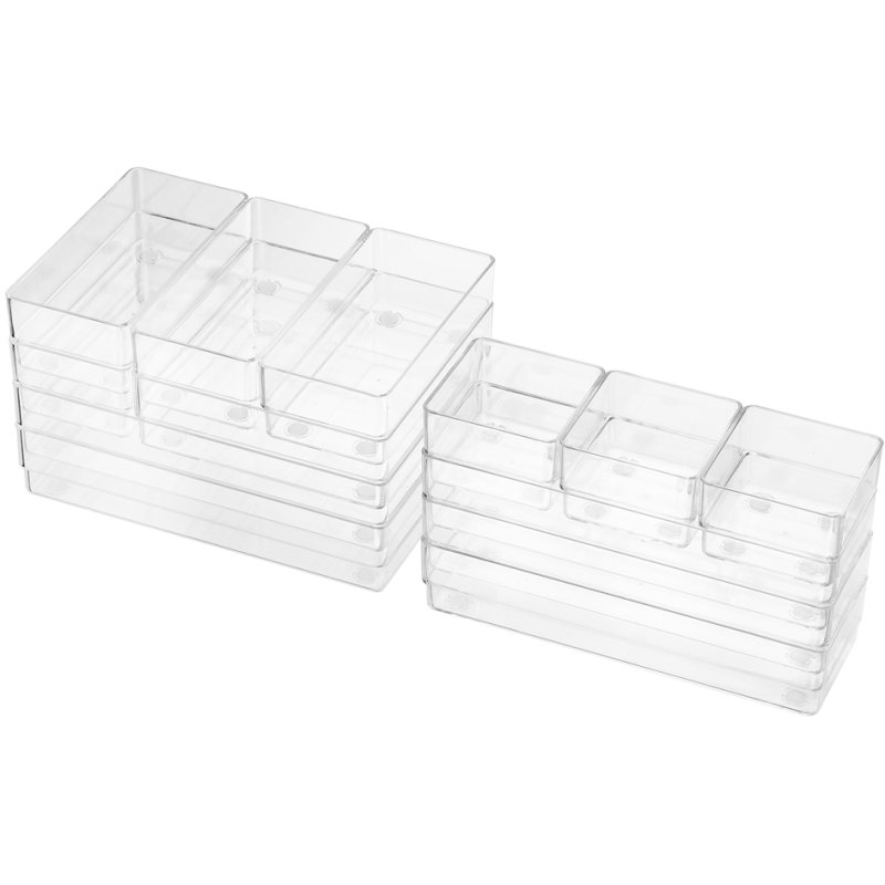 helit drawer organiser set the organiser, transparent, 13 pieces, anti-slip pads