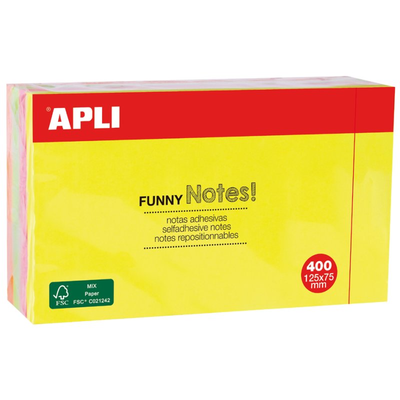 APLI memoblok kubus, 75×75 mm, geassorteerde pastelkleuren, 400 vel