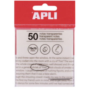 APLI plaknotities, 75×75 mm, geel transparant, 50 vel