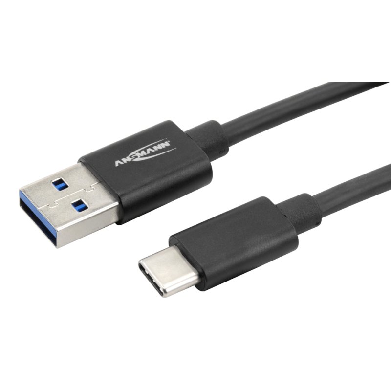 ANSMANN data- en oplaadkabel USB-A naar USB-C, 2 meter, zwart