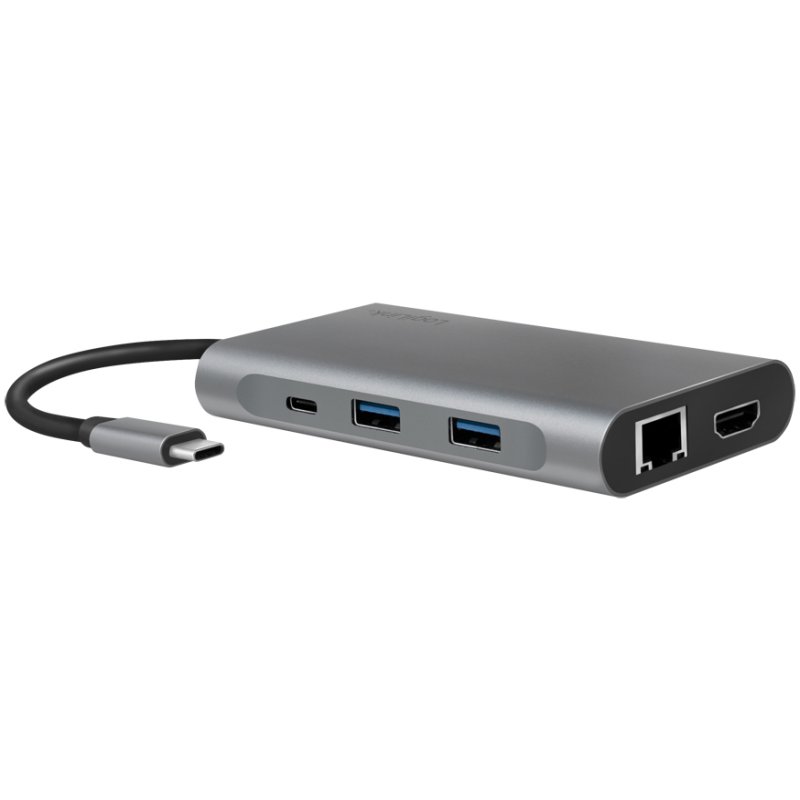 LogiLink Station d'accueil USB-C, 8 ports, USB 3.2 Gen1, aluminium argenté