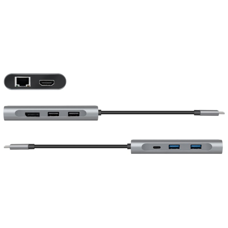 LogiLink Station d'accueil USB-C, 8 ports, USB 3.2 Gen1, aluminium argenté