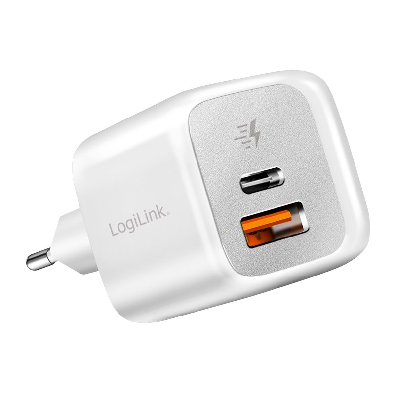LogiLink dual USB snellader set, USB-C/USB-A, wit, 20 stuks