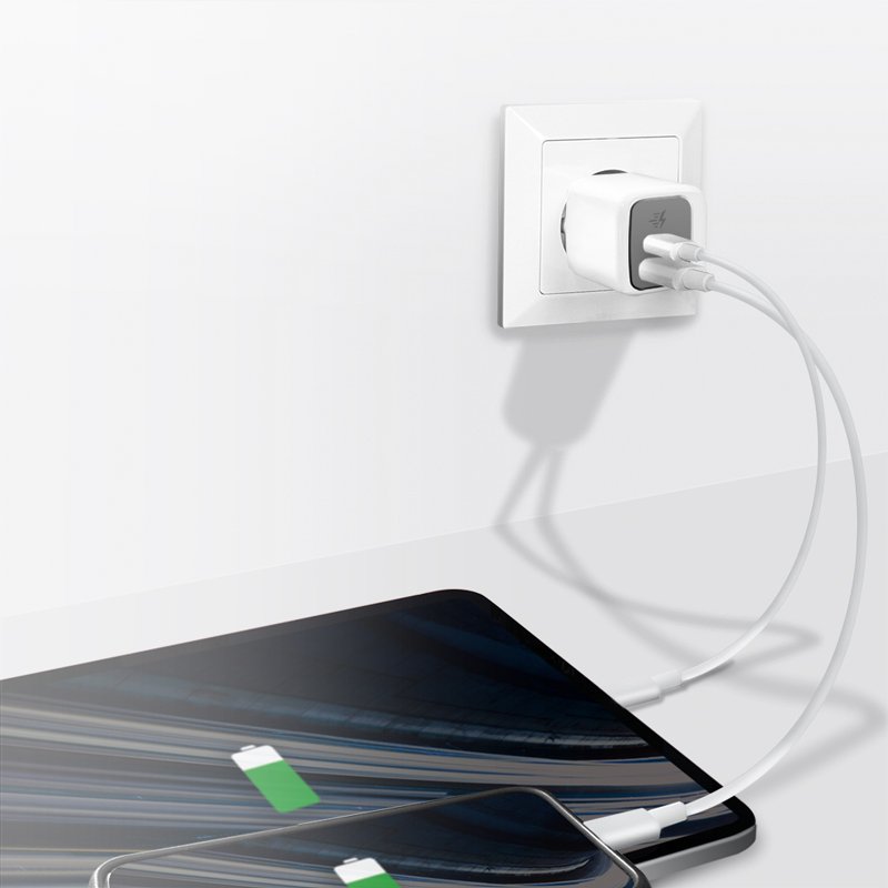 LogiLink chargeur rapide double USB, USB-C/USB-A, blanc, 20 pièces