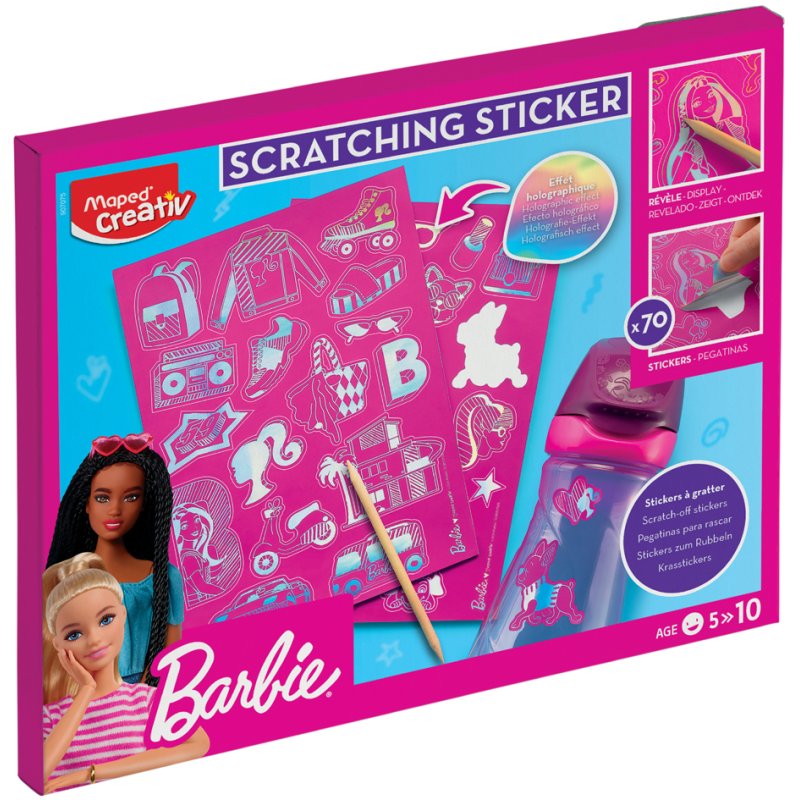 Maped Creativ stickers à gratter Barbie, effet hologramme, 70 pièces, 4 feuilles