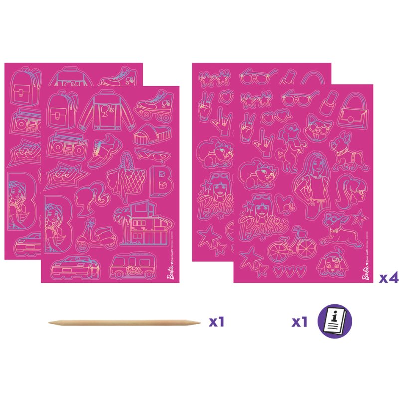 Maped Creativ stickers à gratter Barbie, effet hologramme, 70 pièces, 4 feuilles
