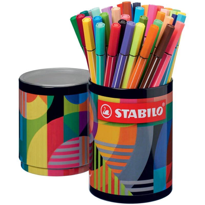 STABILO felt-tip pens Pen 68, metal box, 45 pieces, chisel tip 1.0/5.0 mm