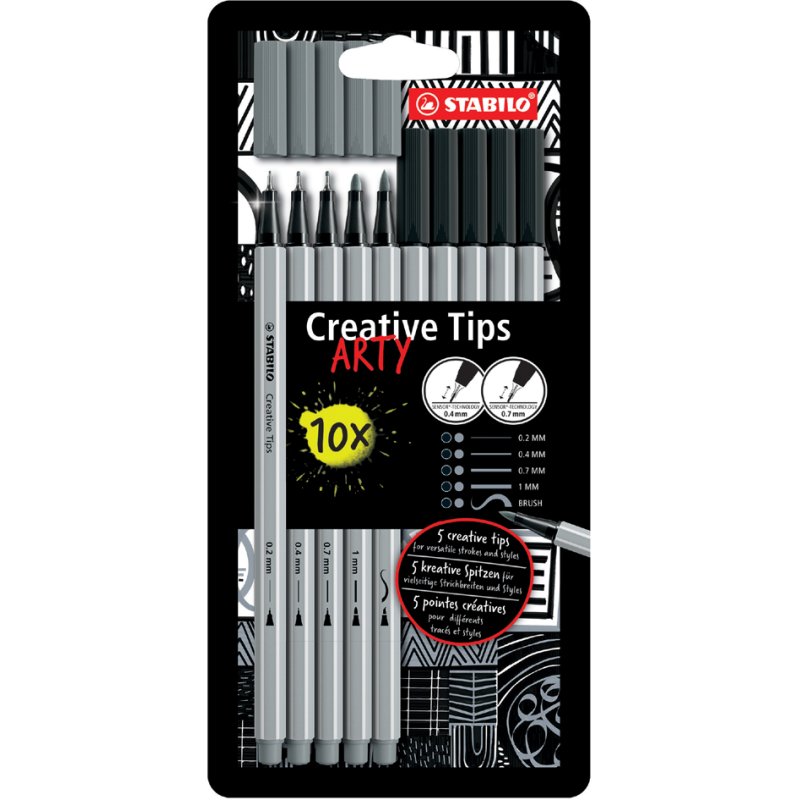 STABILO crayons de couleur Creative Tips ARTY SHADING, 10 couleurs, étui