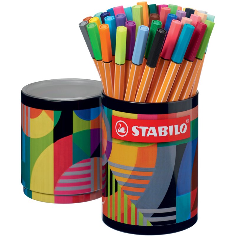 STABILO Point 88 fineliners, 0.4 mm, metal box ARTY, 45 pieces