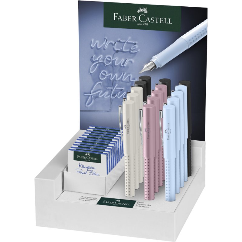 Faber-Castell fountain pen GRIP 2010, medium/broad, refillable, 15 pieces