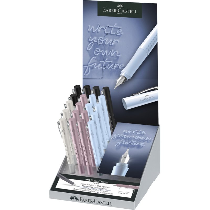 FABER-CASTELL fountain pen GRIP 2010 M, refillable, display of 20 pieces