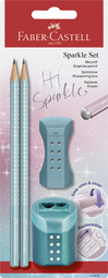 Faber-Castell schrijfset GRIP SPARKLE, rosé, 2 potloden + gum + puntenslijper