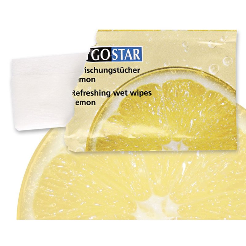 HYGOSTAR lingettes rafraîchissantes citron, blanc, 100 pièces, boîte distributrice