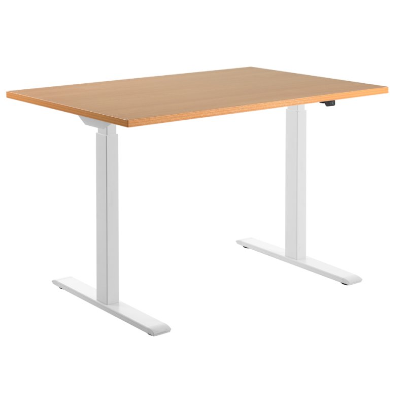 Topstar zit-sta bureau, elektrisch verstelbaar, 1200×800 mm, wit/beuken
