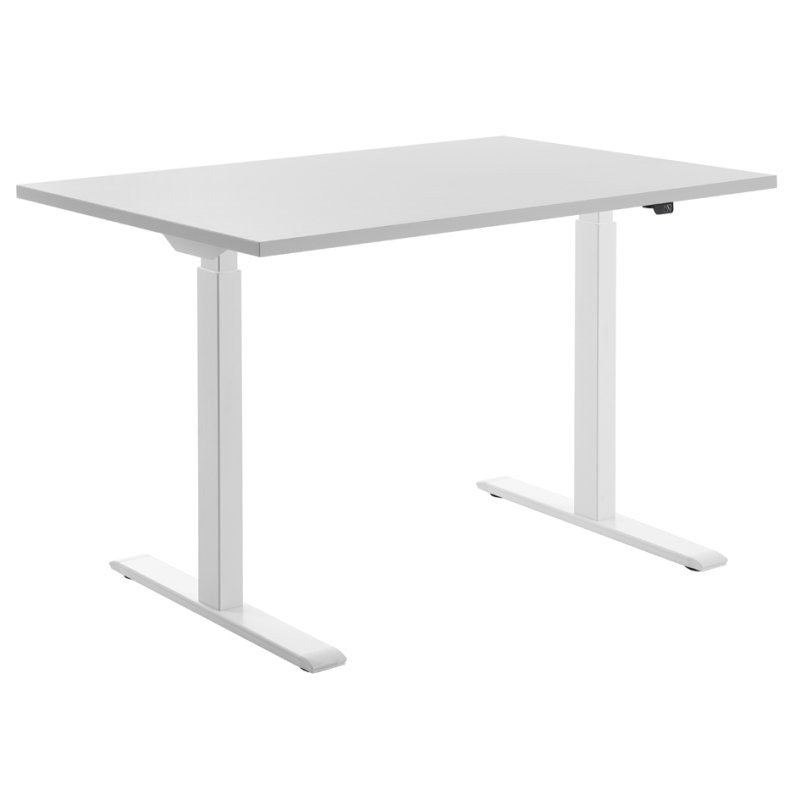 Topstar zit-sta bureau, elektrisch verstelbaar, 1200×800 mm, wit/beuken