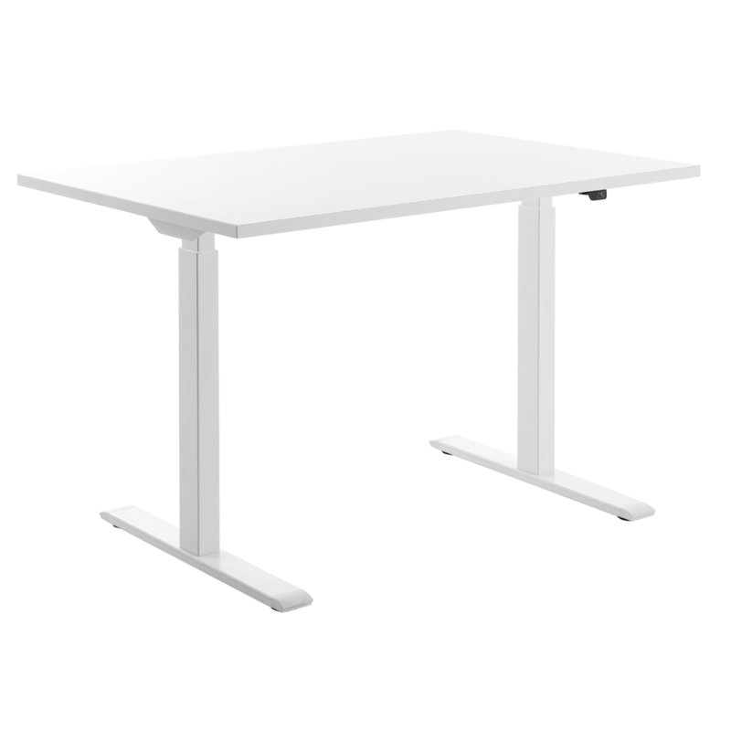 Topstar zit-sta bureau, elektrisch verstelbaar, 1200×800 mm, wit/beuken