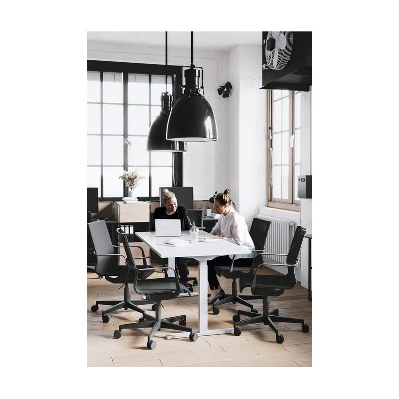 Topstar zit-/stabureau Sitz-/Steh-S, elektrisch verstelbaar, grijs/beuken, 120×80 cm