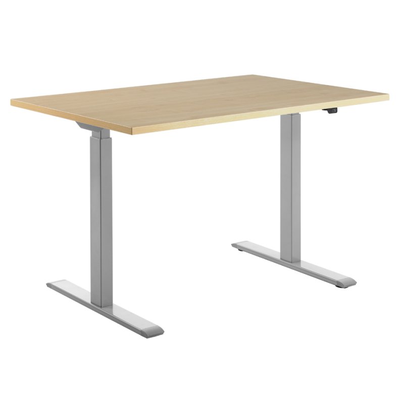 Topstar zit-/stabureau Sitz-/Steh-S, elektrisch verstelbaar, grijs/beuken, 120×80 cm