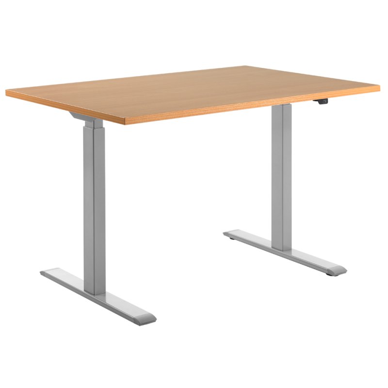 Topstar zit-/stabureau Sitz-/Steh-S, elektrisch verstelbaar, grijs/beuken, 120×80 cm