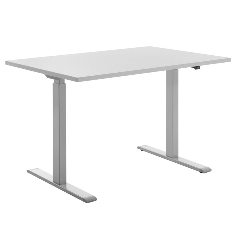 Topstar zit-/stabureau Sitz-/Steh-S, elektrisch verstelbaar, grijs/beuken, 120×80 cm