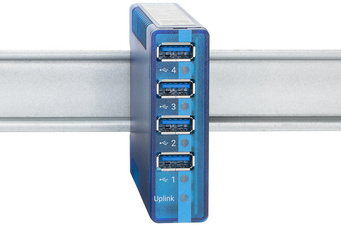 W&T USB 3.0 hub Industrial, 4 poorts, DIN-rail montage