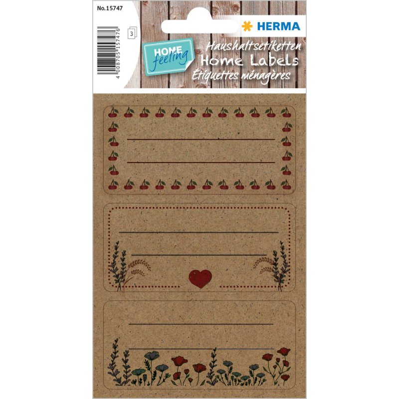 HERMA étiquettes ménagères soyeuses, 25×40 mm, beige naturel, 32 pièces
