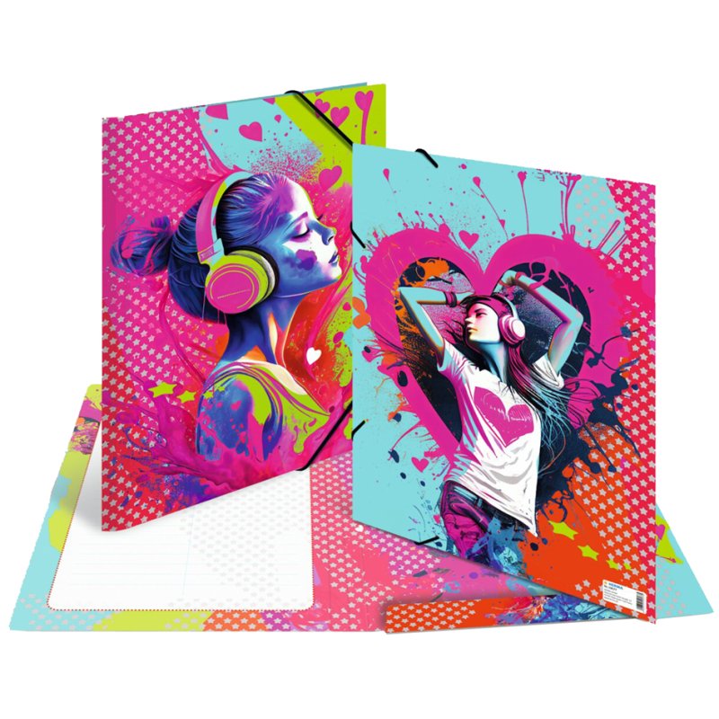 HERMA elastomap Music Girl A3, cardboard, with elastic band