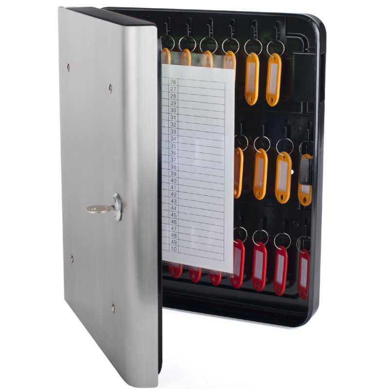 pavo Armoire à clés, gris foncé, acier avec façade inox, 240×60×300 mm