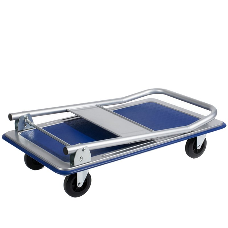 pavo steel platform trolley, 150 kg load capacity, black/blue, 740×480 mm