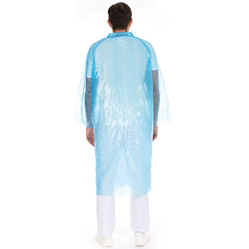 HYGOSTAR bezoekersjas met drukknopen, PE, blauw, 10 stuks