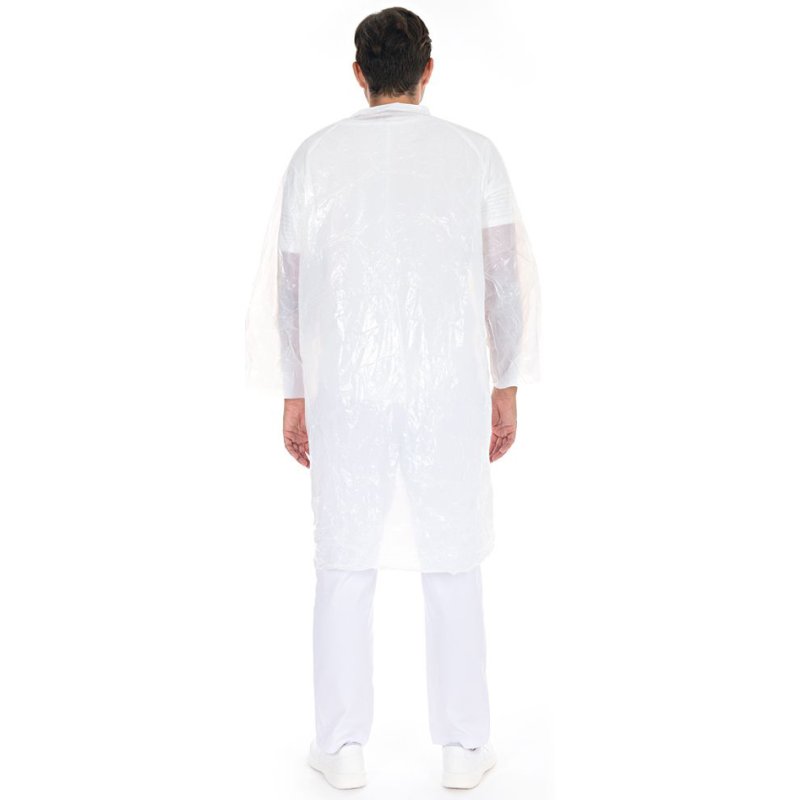 HYGOSTAR bezoekersjas met drukknopen, PE, blauw, 10 stuks