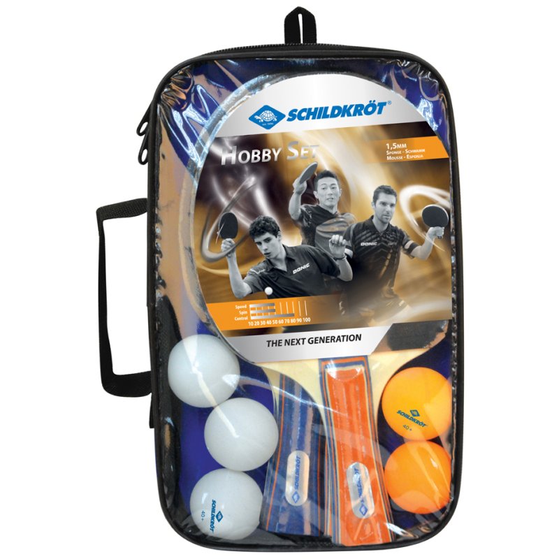 SCHILDKRÖT ensemble de tennis de table 4-Player Hobby, 4 raquettes, 5 balles, sac de transport
