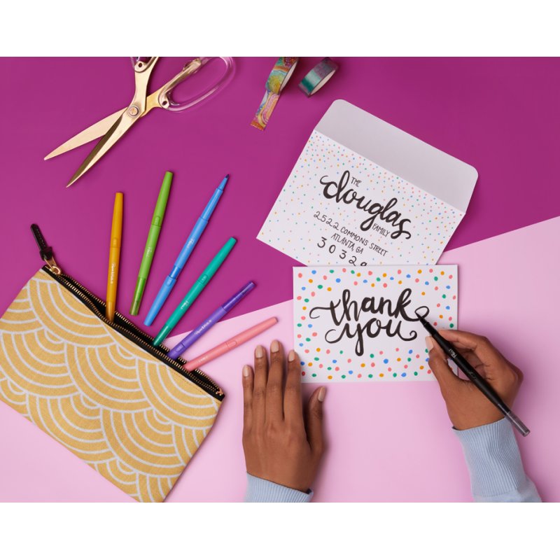 PAPER:MATE feutres FLAIR dual brush, double pointe, base aqueuse, 8 pièces
