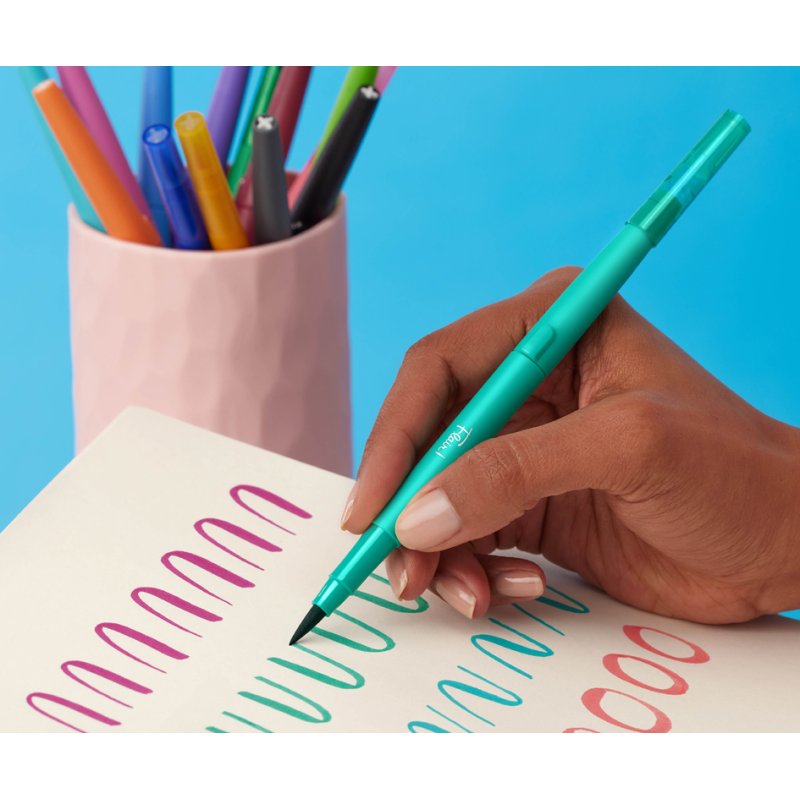 PAPER:MATE feutres FLAIR dual brush, double pointe, base aqueuse, 8 pièces