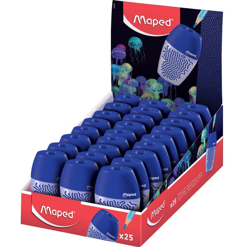 Maped puntenslijper Deepsea Paradise, met opvangbakje, kunststof, blauw deksel