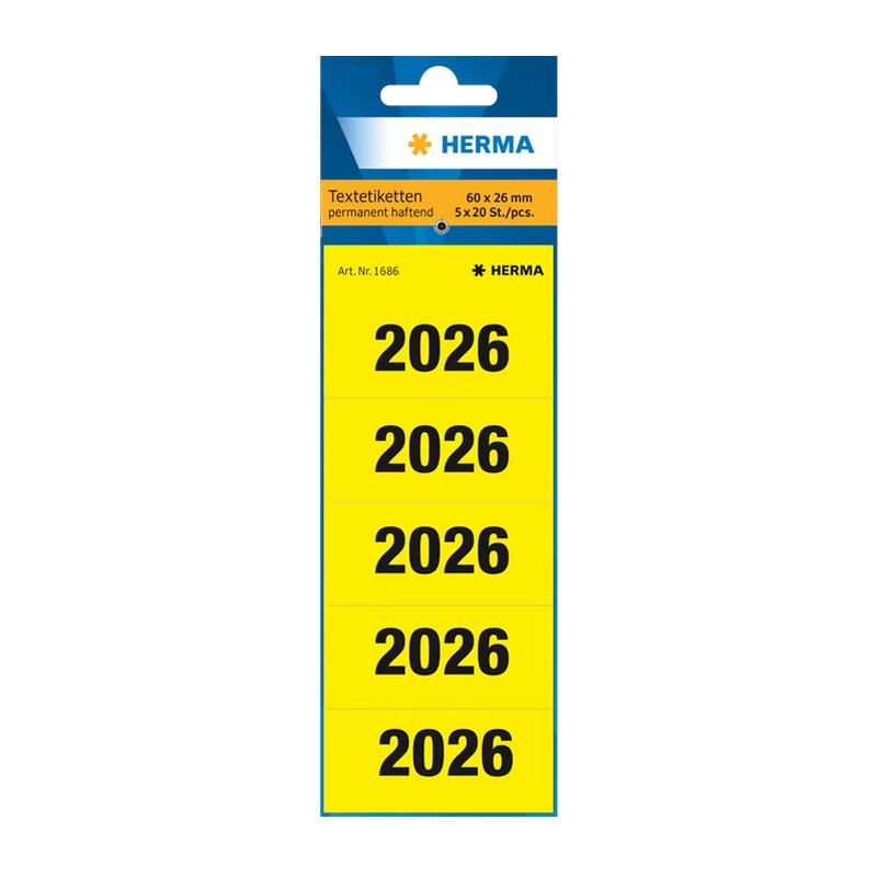 HERMA binder spine labels '2027', 60 x 26 mm, blue with black print, 100 pieces