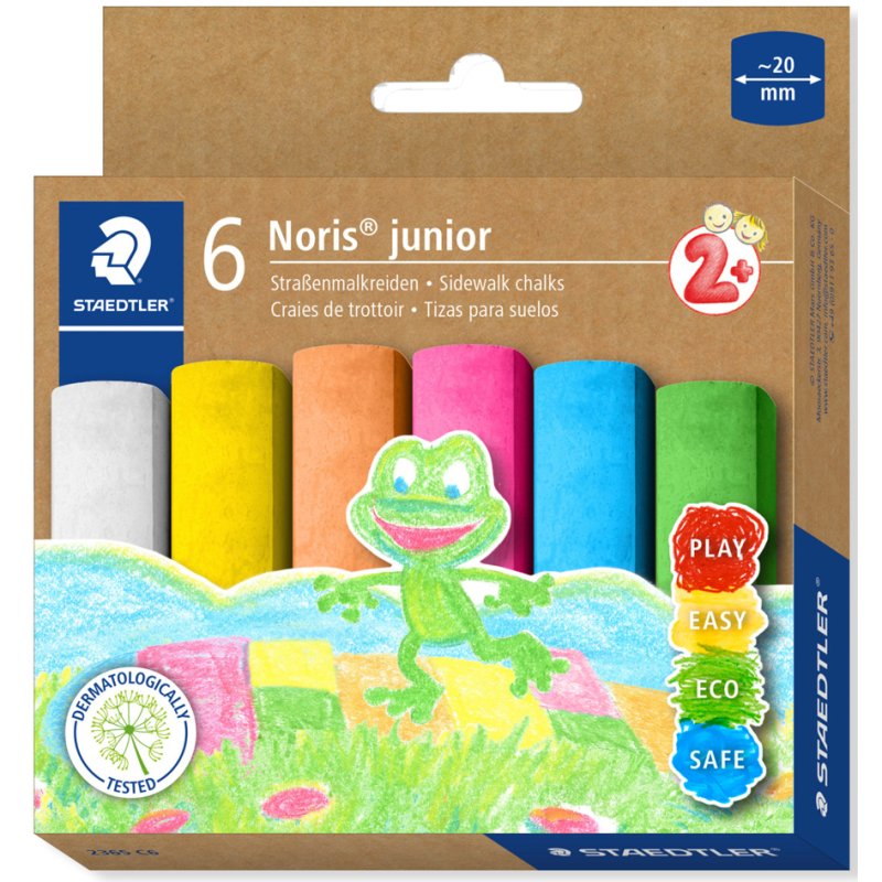 STAEDTLER craie pour trottoir Noris junior, format maxi, 6 pièces, couleurs assorties
