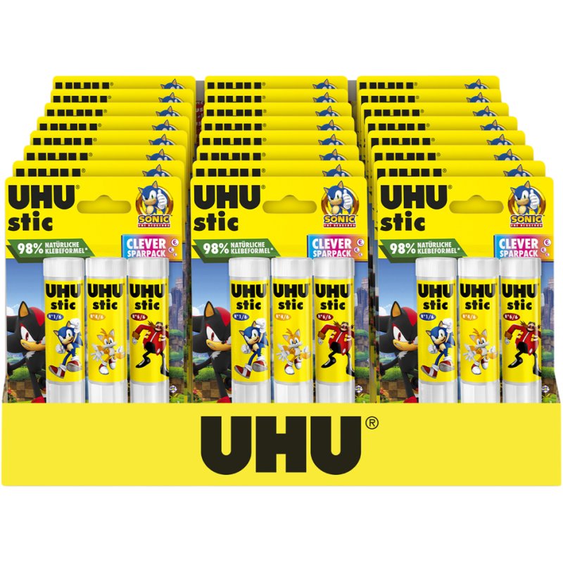 UHU glue stick SONIC, 3×21 g, 24-piece display