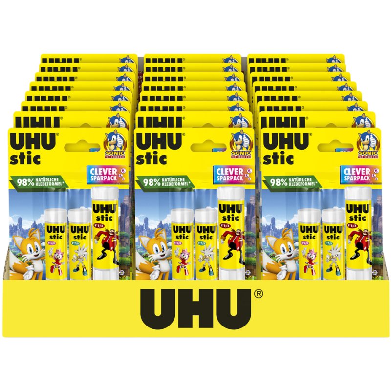 UHU glue stick SONIC, 3×21 g, 24-piece display