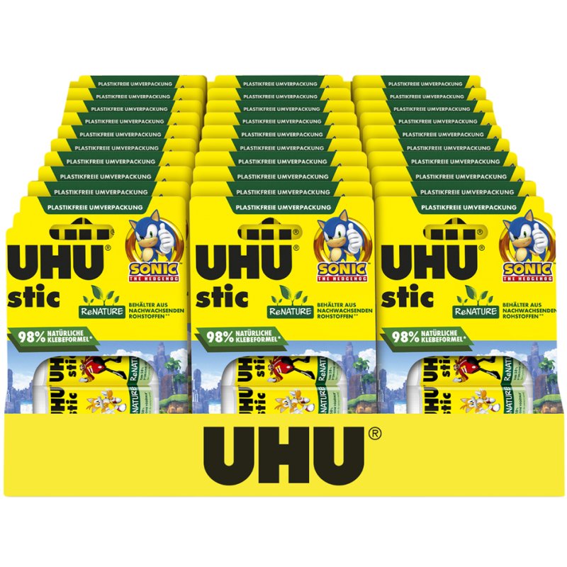 UHU glue stick stic ReNATURE SONIC, 4 × 8.2 g, display of 30 pieces
