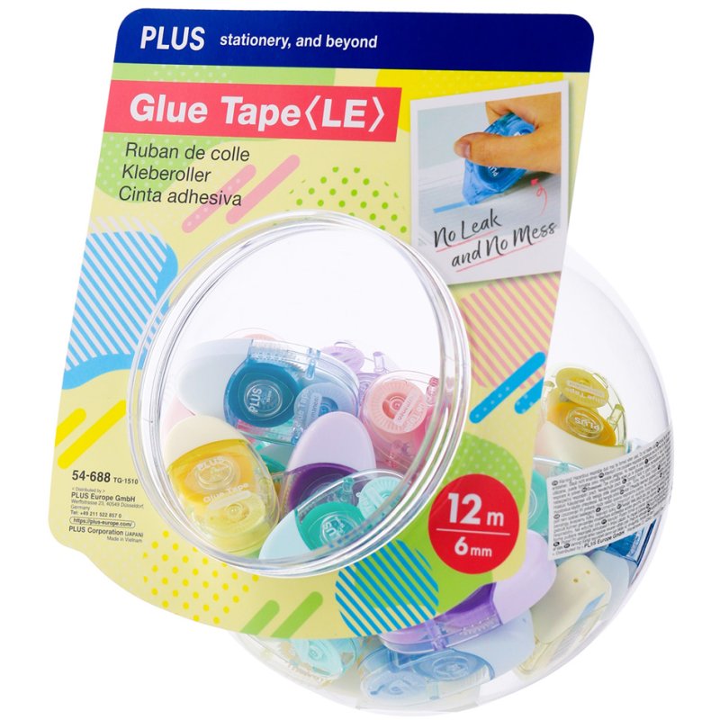 PLUS JAPAN mini correctieroller LE, 6 mm × 12 m, pastelkleuren, 30 stuks