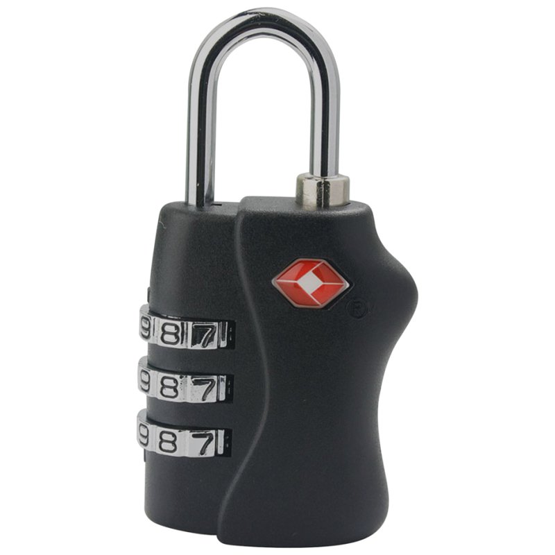 Pavo TSA combination lock, plastic/steel, black, 3-digit combination