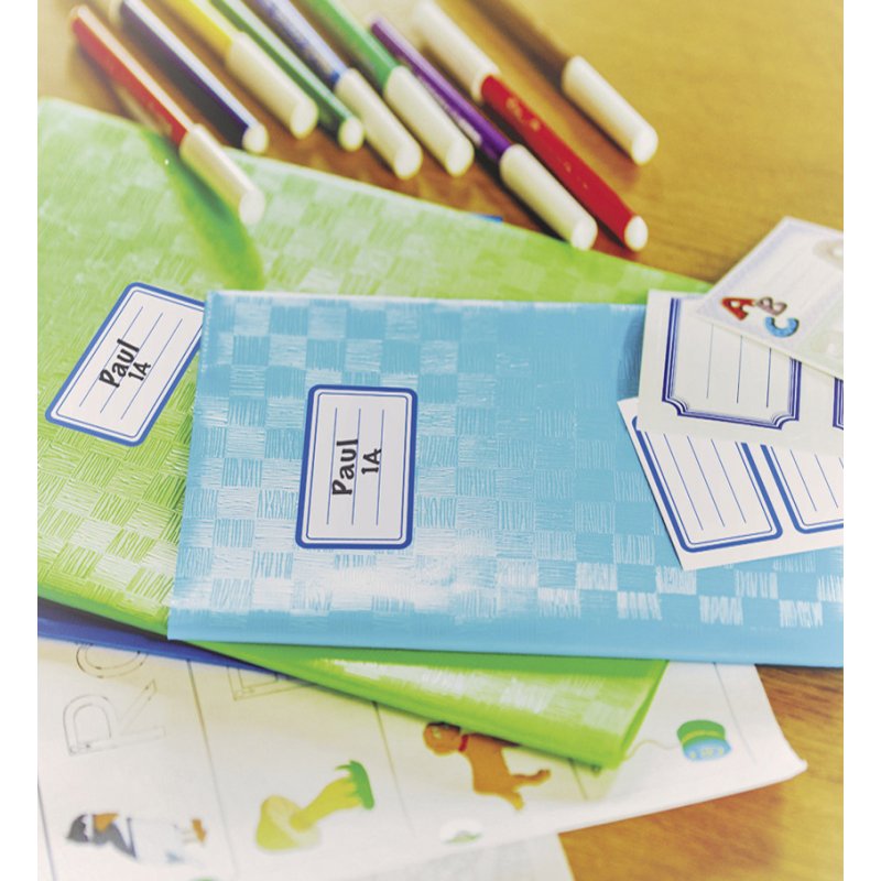 AVERY Zweckform schooletiketten Lijnen, blauw, permanent hechtend, 9 stuks