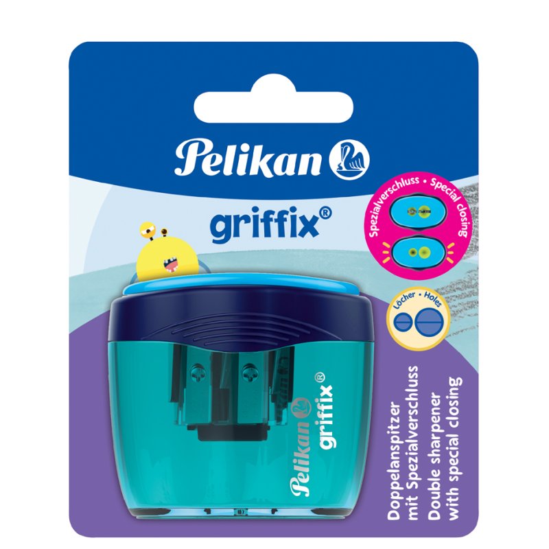 Pelikan taille-crayon double, plastique, transparent, pour crayons fins et épais