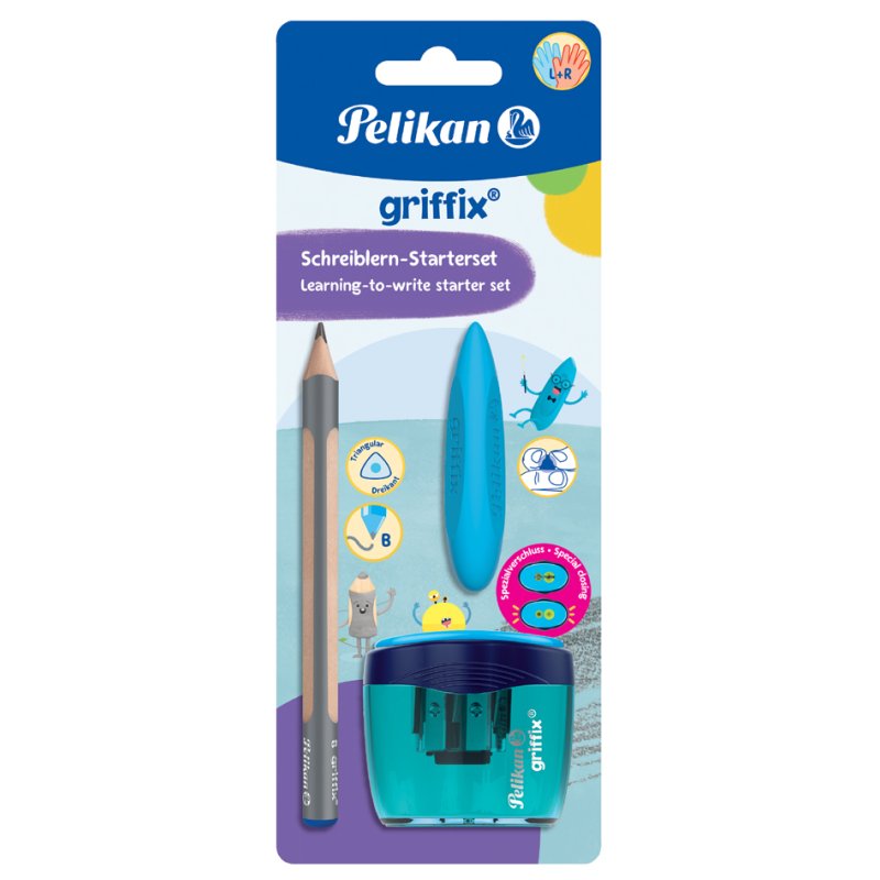 Pelikan griffix handwriting starter set, B pencil, pencil sharpener, eraser