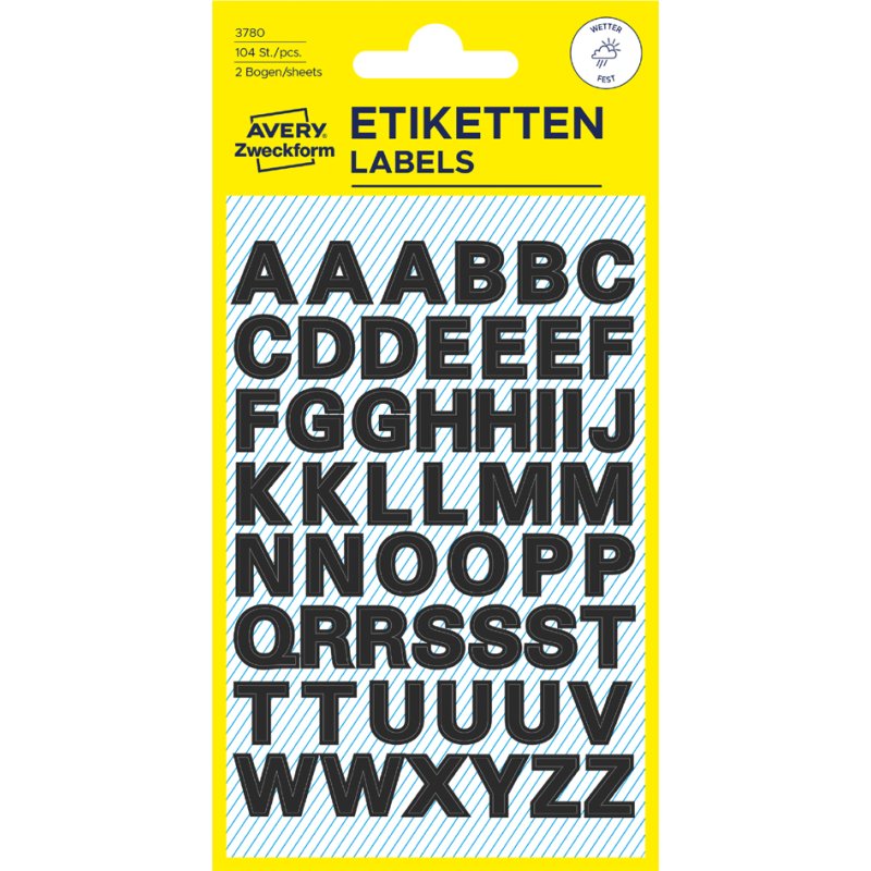 AVERY Zweckform letterstickers A tot Z, zwart, 6,5 mm, 240 stuks