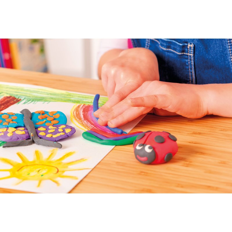 Pelikan kinderklei Creaplast, 14 staven, 10 kleuren, rode kunststof doos