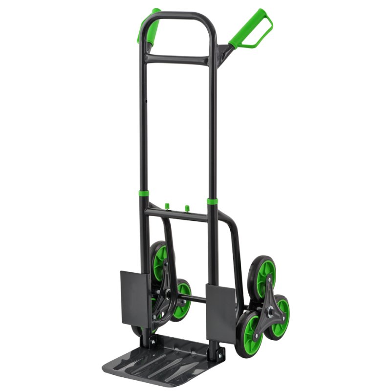 Pavo folding steel stacker truck, three-armed wheels, black, 150 kg