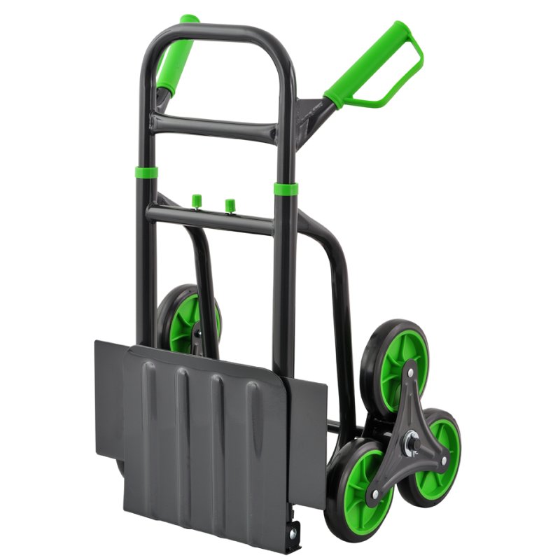 Pavo folding steel stacker truck, three-armed wheels, black, 150 kg